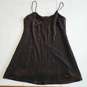 Vtg Sheer Shimmery Goblincore Cami Top Women M Copper Lined Spaghetti Whimsigoth